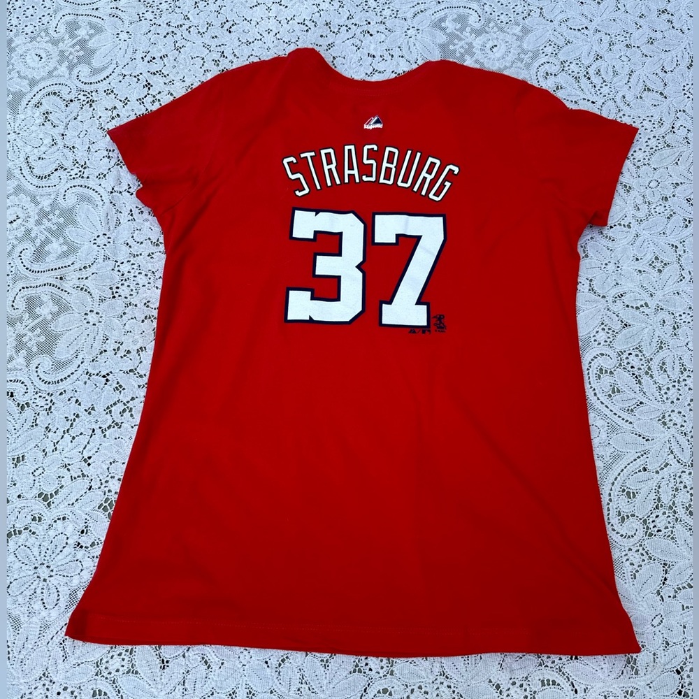 Steven Strasburg Washington Nationals T-Shirt Womens Sz Large Majestic